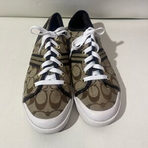 Coach Brown Monogram Sneakers with White Accents